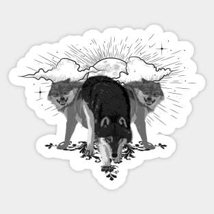 Wonderful wolves in black and white Sticker